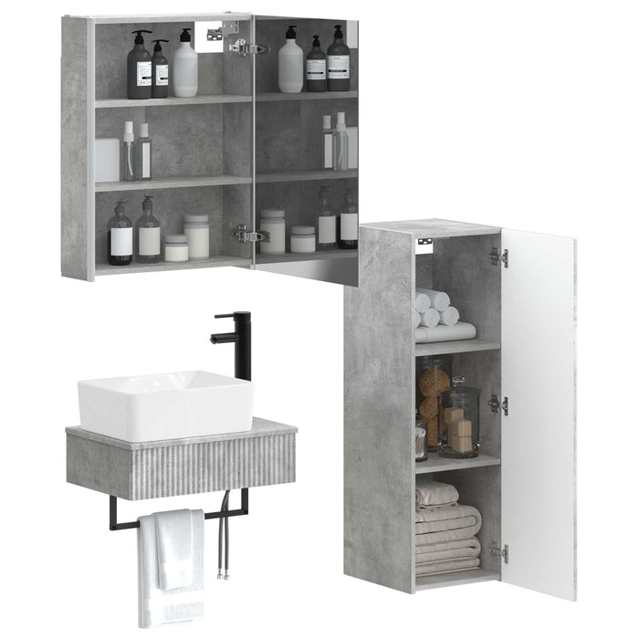 Set de mobilier pentru baie 4 pcs Gri Beton WALTI