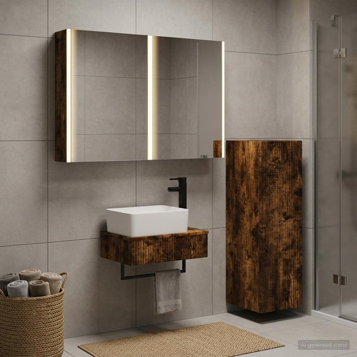 Set de mobilier pentru baie 4 buc. Stejar fumuriu - WALTI WALTI