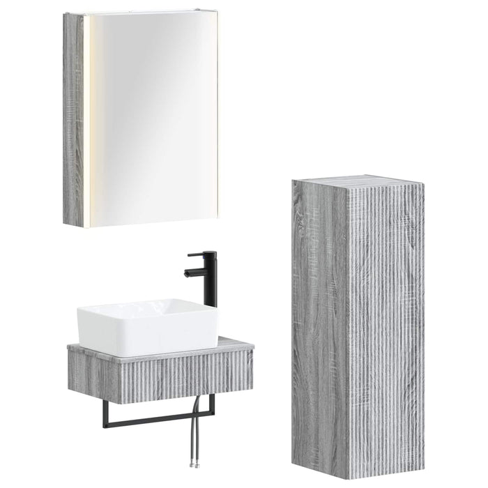 Set de mobilier pentru baie 4 pcs Sonoma gri WALTI