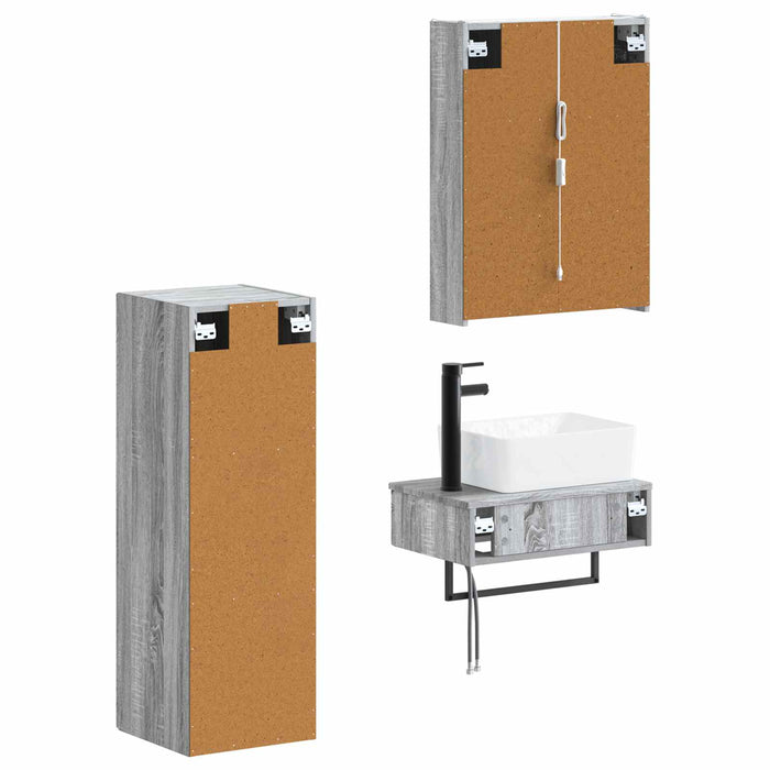 Set de mobilier pentru baie 4 pcs Sonoma gri WALTI