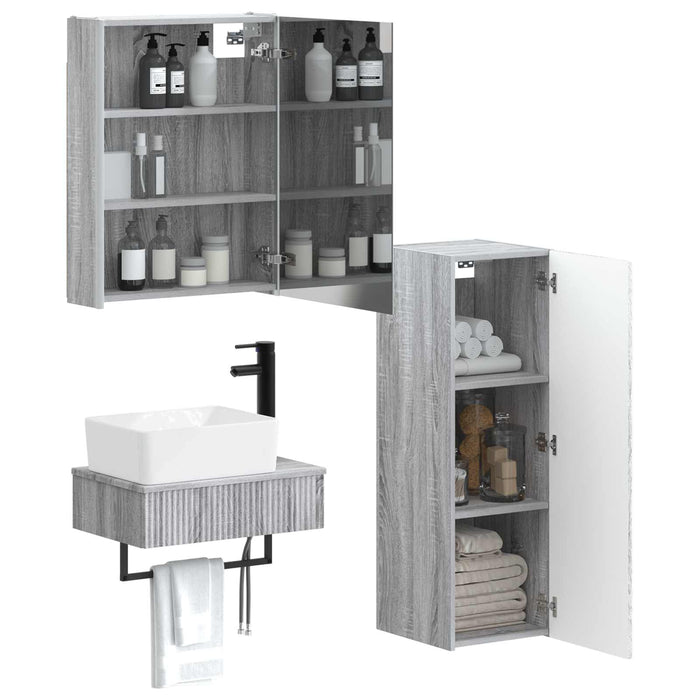 Set de mobilier pentru baie 4 pcs Sonoma gri WALTI