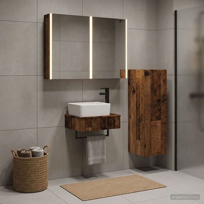 Set de mobilier pentru baie 4 buc. Lemn vechi - WALTI WALTI