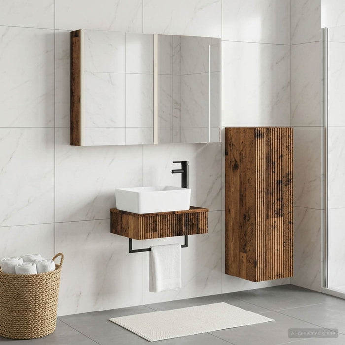 Set de mobilier pentru baie 4 buc. Lemn vechi - WALTI WALTI