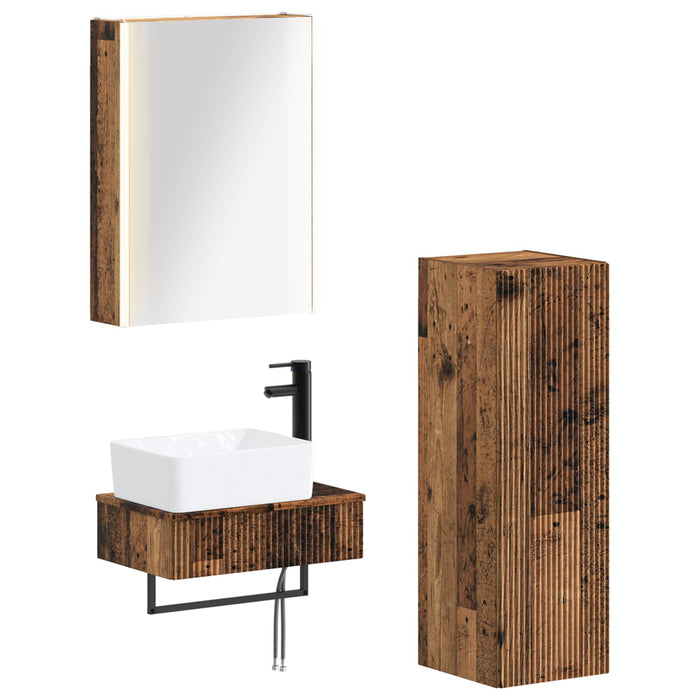 Set de mobilier pentru baie 4 pcs Lemn vechi WALTI