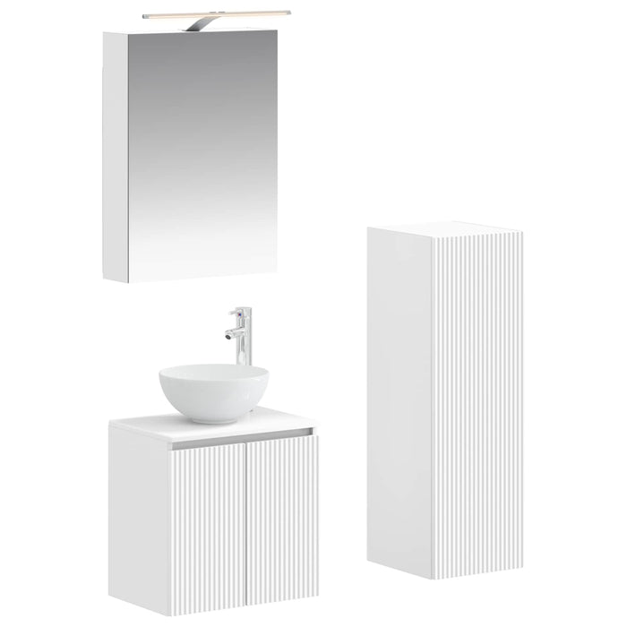 Set de mobilier pentru baie 4 pcs Alb Lemn prelucrat și sticlă WALTI