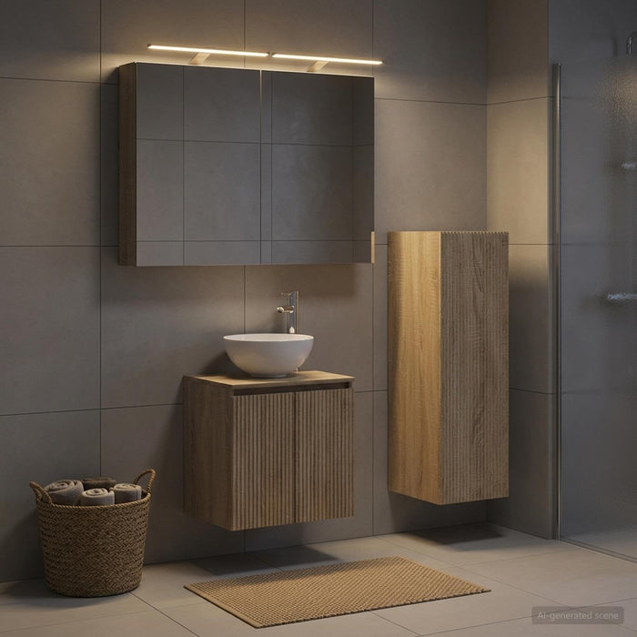 Set de mobilier pentru baie 4 buc. Stejar Sonoma - WALTI WALTI