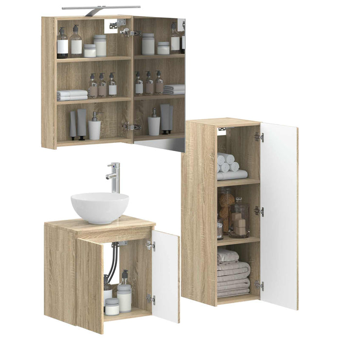 Set de mobilier pentru baie 4 pcs Stejar Sonoma WALTI