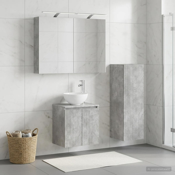 Set de mobilier pentru baie 4 buc. Gri Beton WALTI