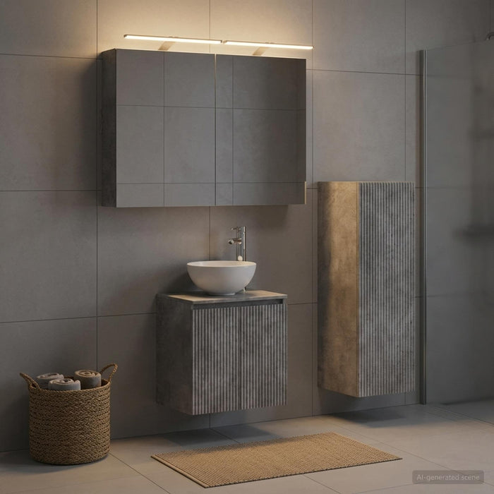 Set de mobilier pentru baie 4 buc. Gri Beton WALTI