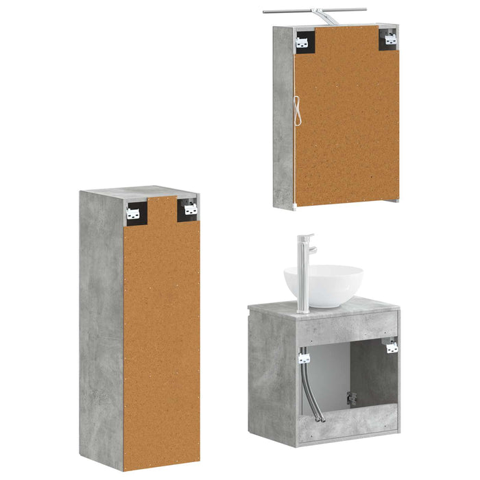 Set de mobilier pentru baie 4 pcs Gri Beton WALTI