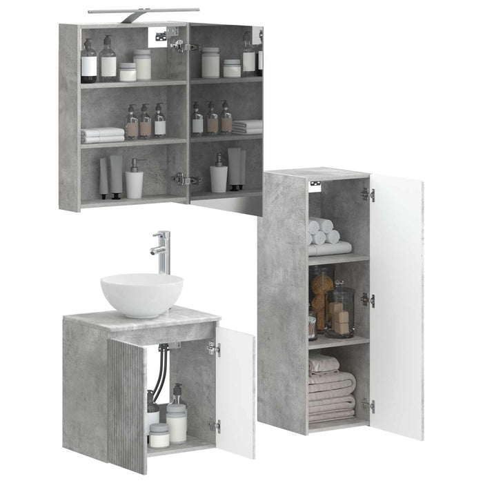Set de mobilier pentru baie 4 pcs Gri Beton WALTI