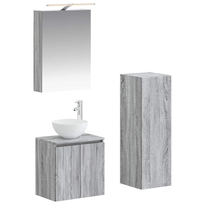 Set de mobilier pentru baie 4 pcs Sonoma gri WALTI