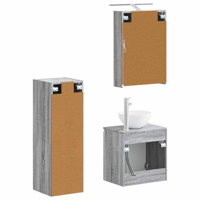 Set de mobilier pentru baie 4 pcs Sonoma gri WALTI