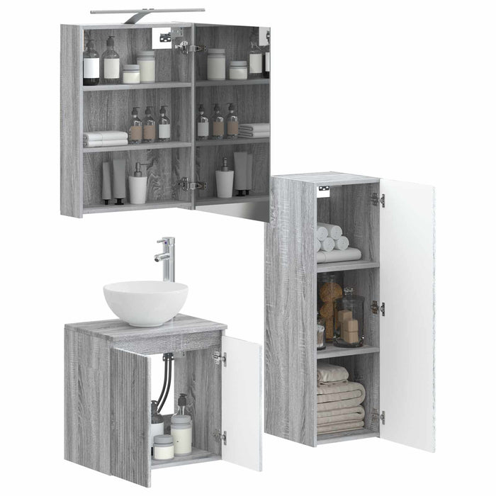 Set de mobilier pentru baie 4 pcs Sonoma gri WALTI