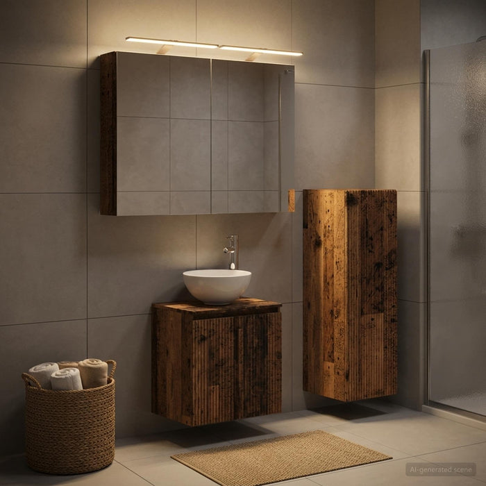 Set de mobilier pentru baie 4 buc. Lemn vechi - WALTI WALTI