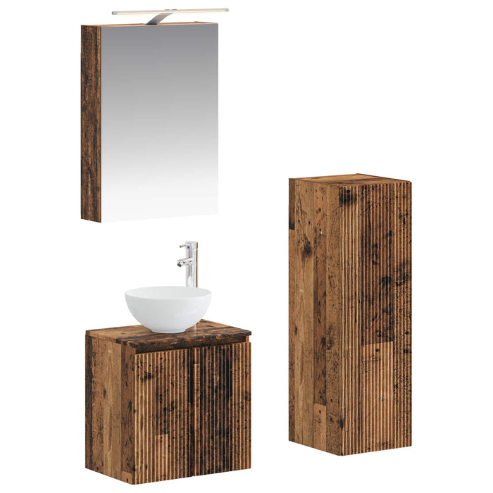 Set de mobilier pentru baie 4 pcs Lemn vechi WALTI