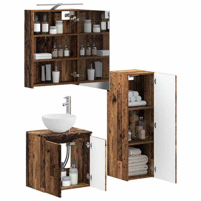 Set de mobilier pentru baie 4 pcs Lemn vechi WALTI
