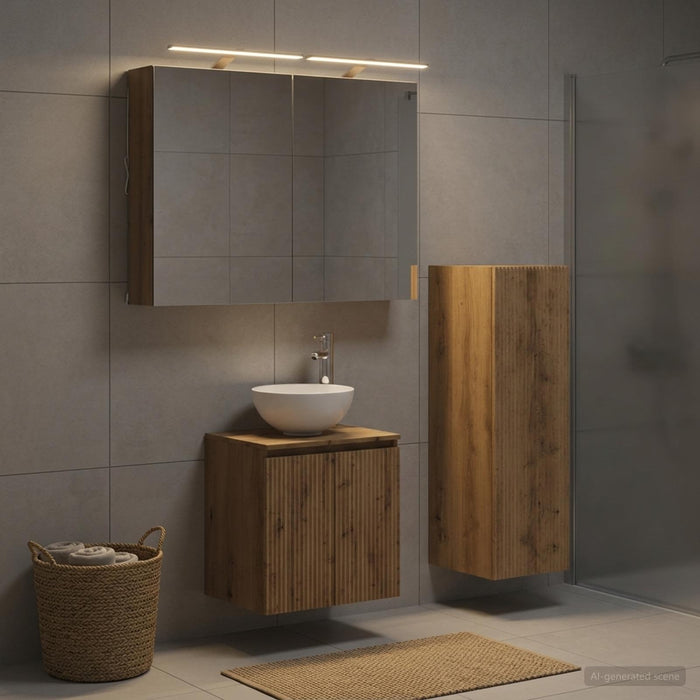 Set de mobilier pentru baie 4 buc. Stejar Artizanal - WALTI WALTI