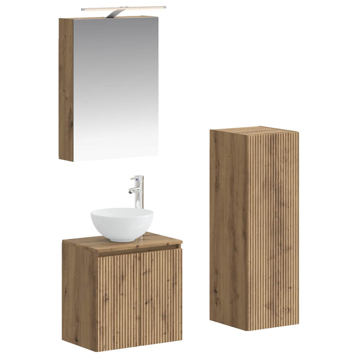 Set de mobilier pentru baie 4 pcs Stejar Artizanal WALTI