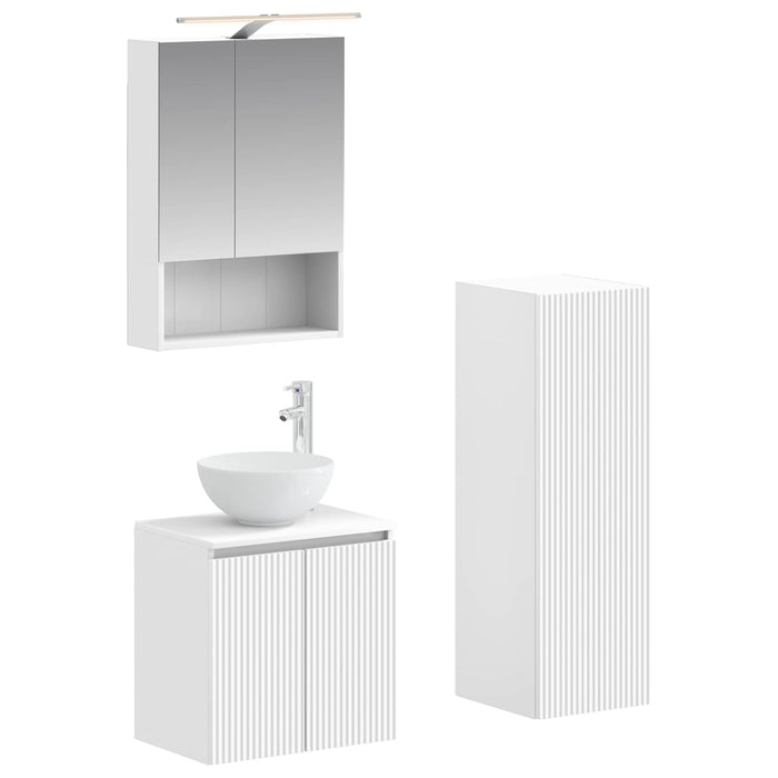 Set de mobilier pentru baie 4 pcs Alb Lemn prelucrat și sticlă WALTI