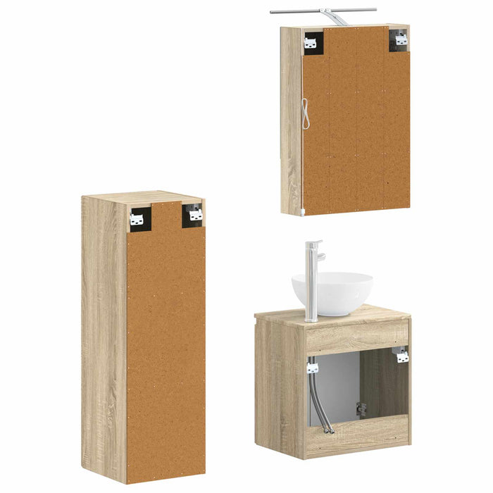 Set de mobilier pentru baie 4 pcs Stejar Sonoma WALTI