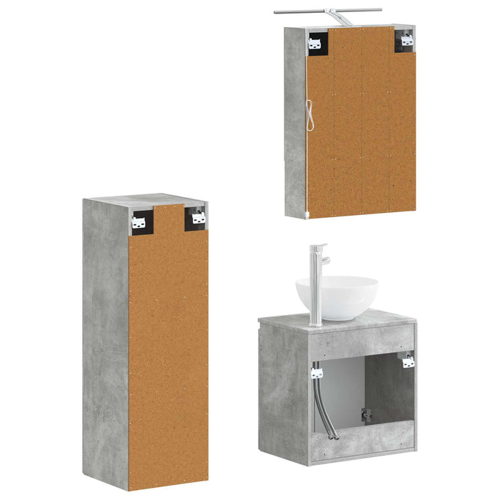 Set de mobilier pentru baie 4 pcs Gri Beton WALTI