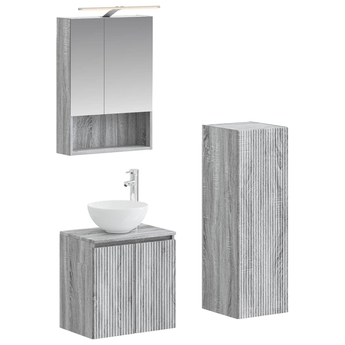 Set de mobilier pentru baie 4 pcs Sonoma gri WALTI