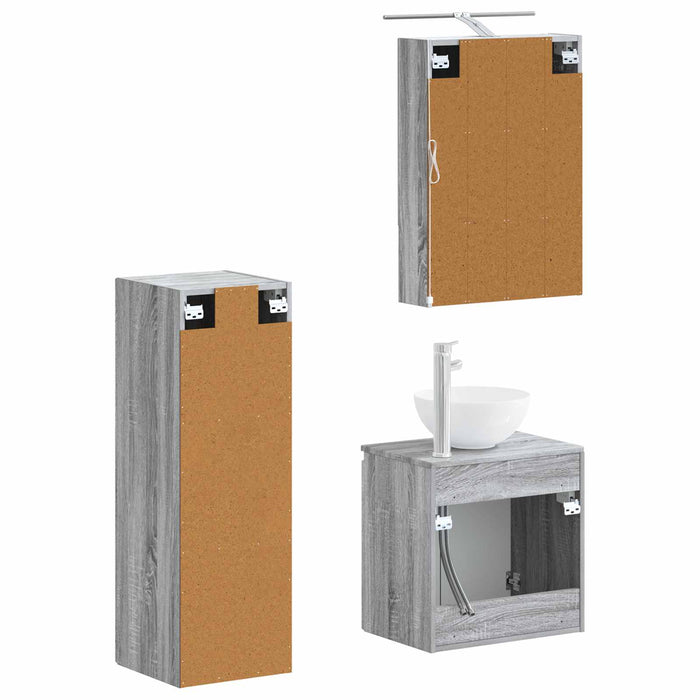 Set de mobilier pentru baie 4 pcs Sonoma gri WALTI