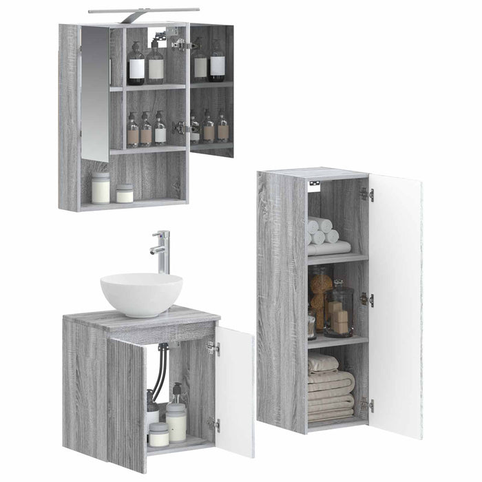 Set de mobilier pentru baie 4 pcs Sonoma gri WALTI