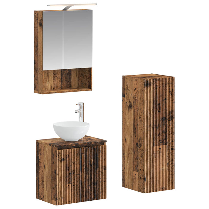 Set de mobilier pentru baie 4 pcs Lemn vechi WALTI