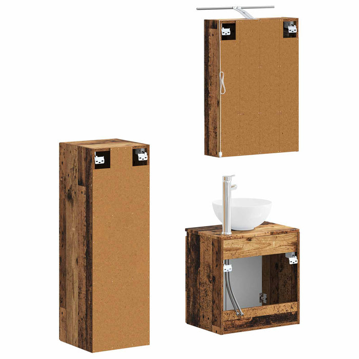 Set de mobilier pentru baie 4 pcs Lemn vechi WALTI