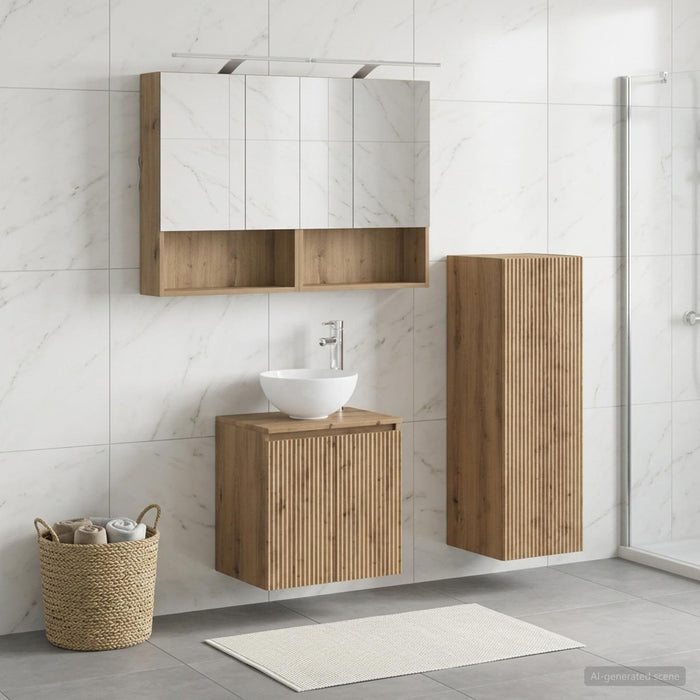 Set de mobilier pentru baie 4 buc. Stejar Artizanal WALTI