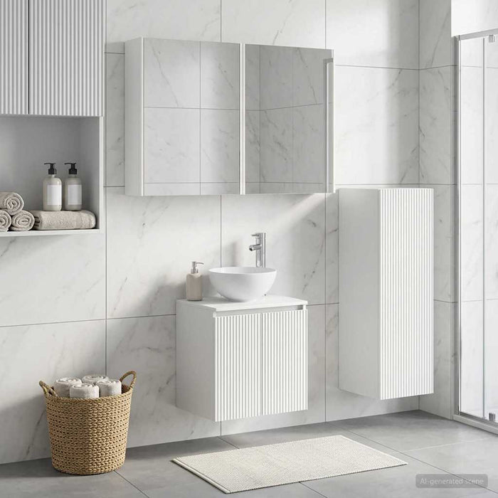 Set de mobilier pentru baie 4 pcs Alb Lemn prelucrat și sticlă WALTI