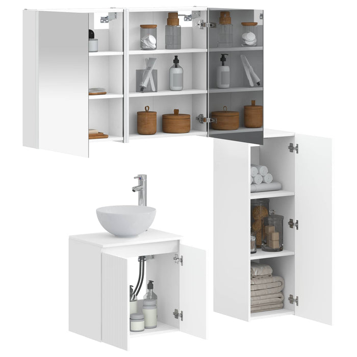 Set de mobilier pentru baie 4 pcs Alb Lemn prelucrat și sticlă WALTI