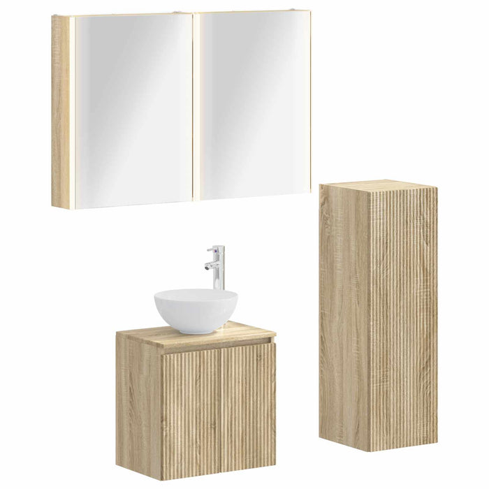 Set de mobilier pentru baie 4 pcs Stejar Sonoma WALTI