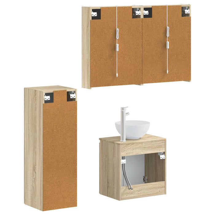 Set de mobilier pentru baie 4 pcs Stejar Sonoma WALTI