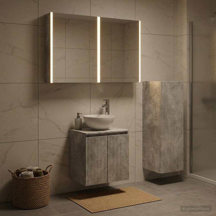 Set de mobilier pentru baie 4 pcs Gri Beton WALTI