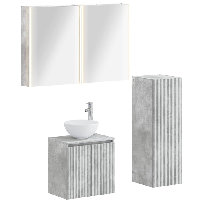 Set de mobilier pentru baie 4 pcs Gri Beton WALTI
