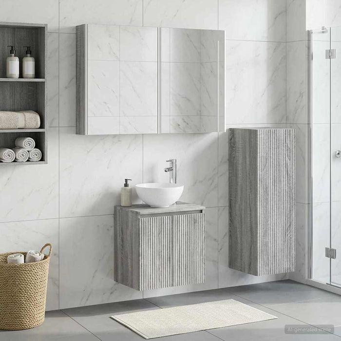 Set de mobilier pentru baie 4 pcs Sonoma gri WALTI