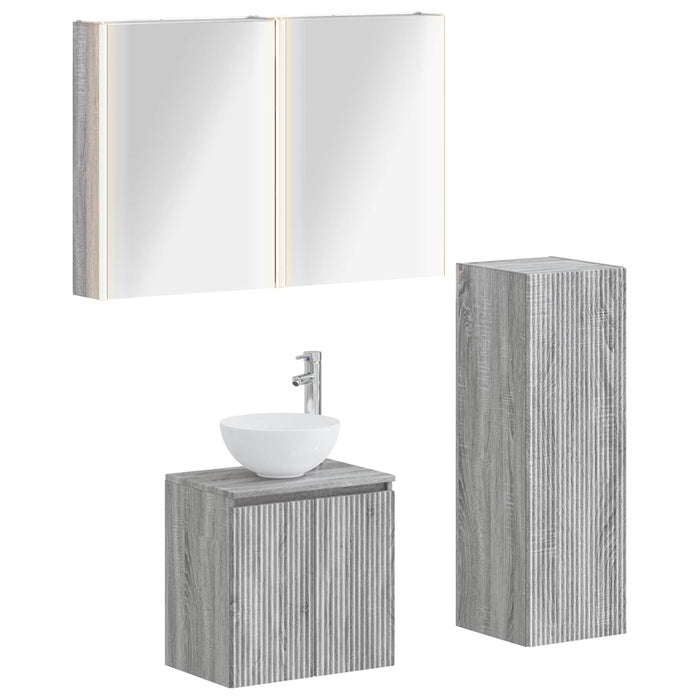Set de mobilier pentru baie 4 pcs Sonoma gri WALTI