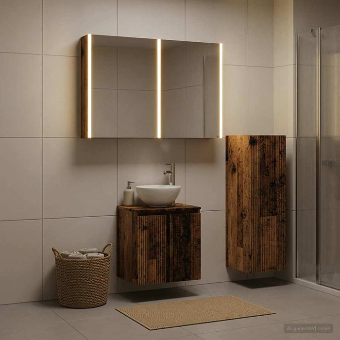 Set de mobilier pentru baie 4 pcs Lemn vechi WALTI