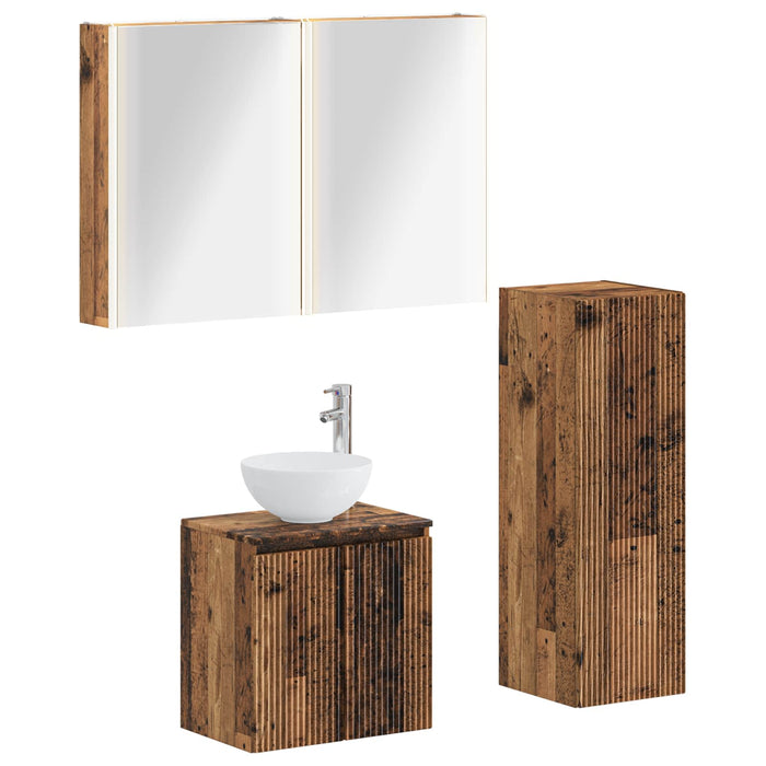 Set de mobilier pentru baie 4 pcs Lemn vechi WALTI