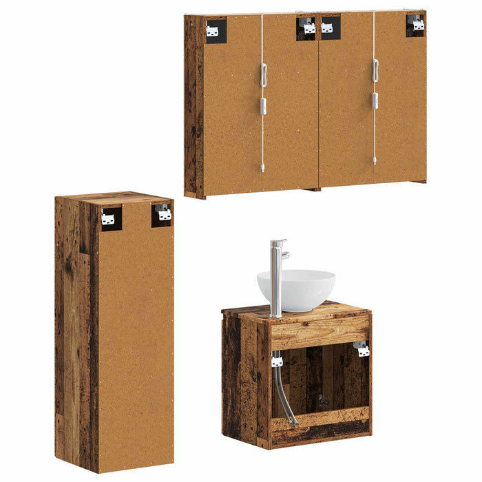 Set de mobilier pentru baie 4 pcs Lemn vechi WALTI