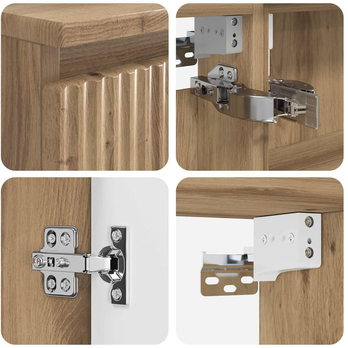 Set de mobilier pentru baie 4 pcs Stejar Artizanal WALTI