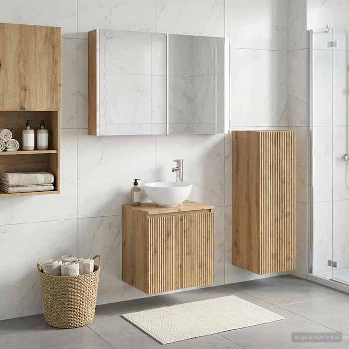 Set de mobilier pentru baie 4 pcs Stejar Artizanal WALTI