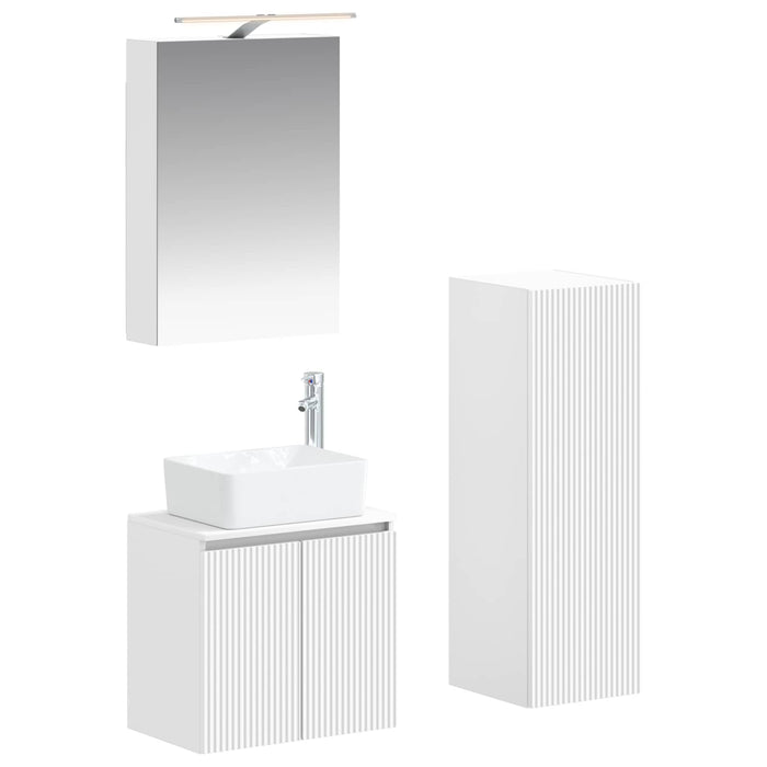 Set de mobilier pentru baie 4 pcs Alb Lemn prelucrat și sticlă WALTI
