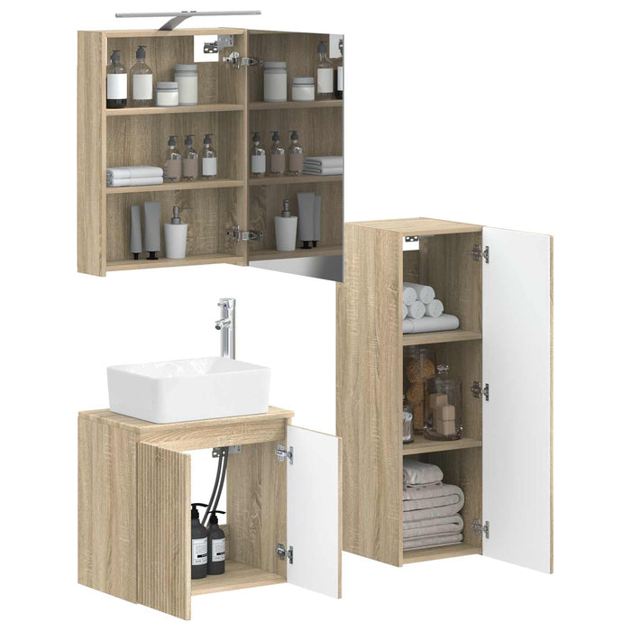 Set de mobilier pentru baie 4 pcs Stejar Sonoma WALTI