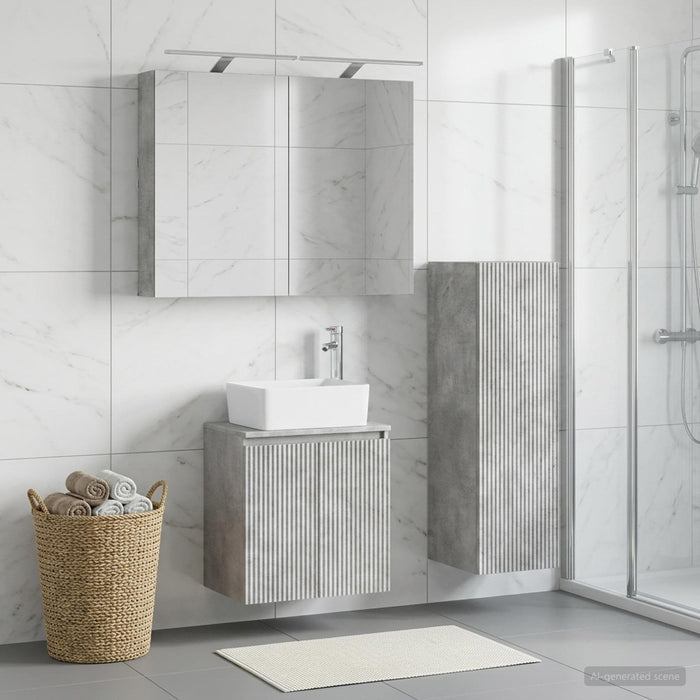 Set de mobilier pentru baie 4 buc. Gri Beton WALTI