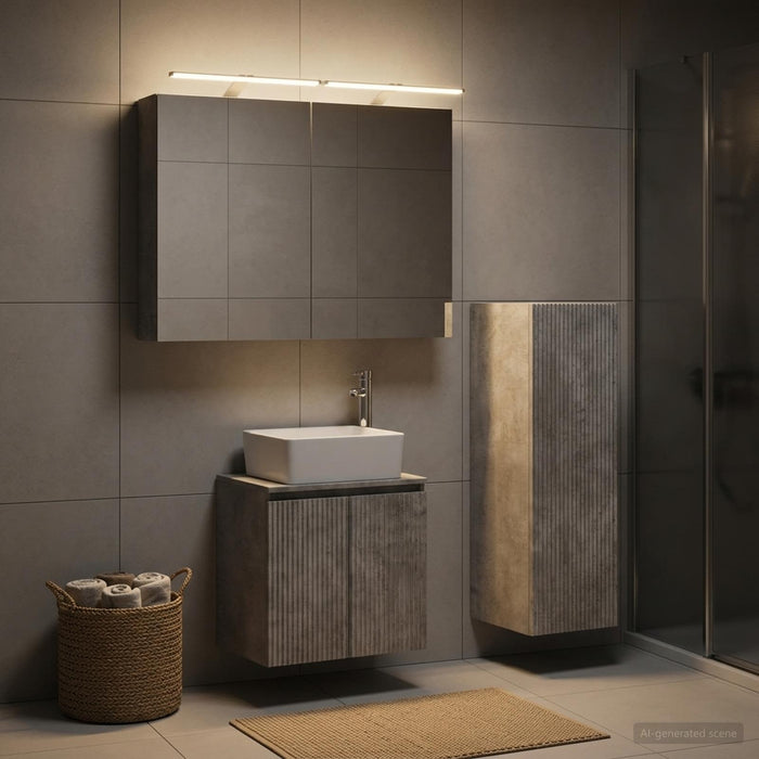 Set de mobilier pentru baie 4 buc. Gri Beton WALTI