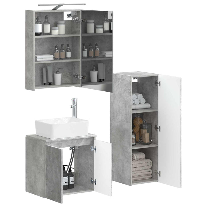 Set de mobilier pentru baie 4 pcs Gri Beton WALTI